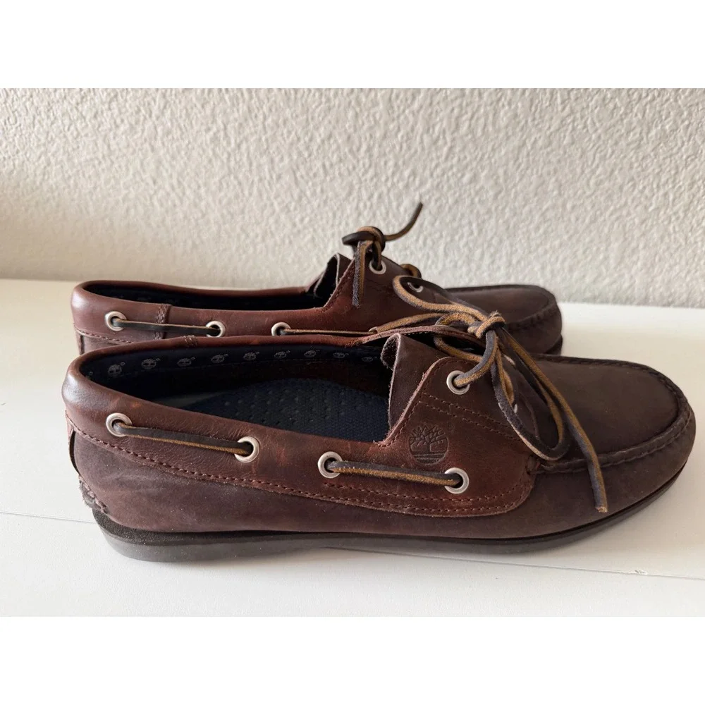 Timberland Mens Brown Leather Boat Shoes Loafers Size 10M